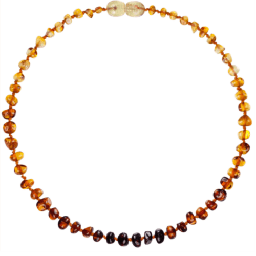 Collier d'ambre perles baroques pour bébé perles Rondes - L'arc en ciel - 31 Cm