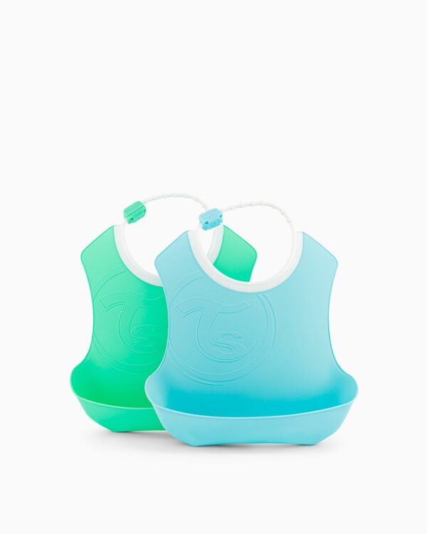 TWISTSHAKE Bavoir enfant réceptacle 4 m+ pastel Bleu/Vert lot de 2