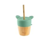 Citron Tasse en bambou avec 2 couvercles en silicone- Vert pastel