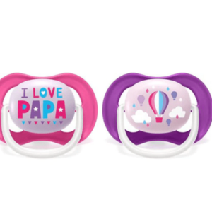 Avent Lot de 2 Sucettes Ultra Air I Love Papa 6-18m Fille