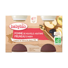 Babybio Petits pots pomme-pruneau 4 mois 2x130g