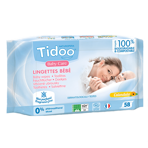 TIDOO 58 lingettes bébé bio Lingette bébé ultra doux 100