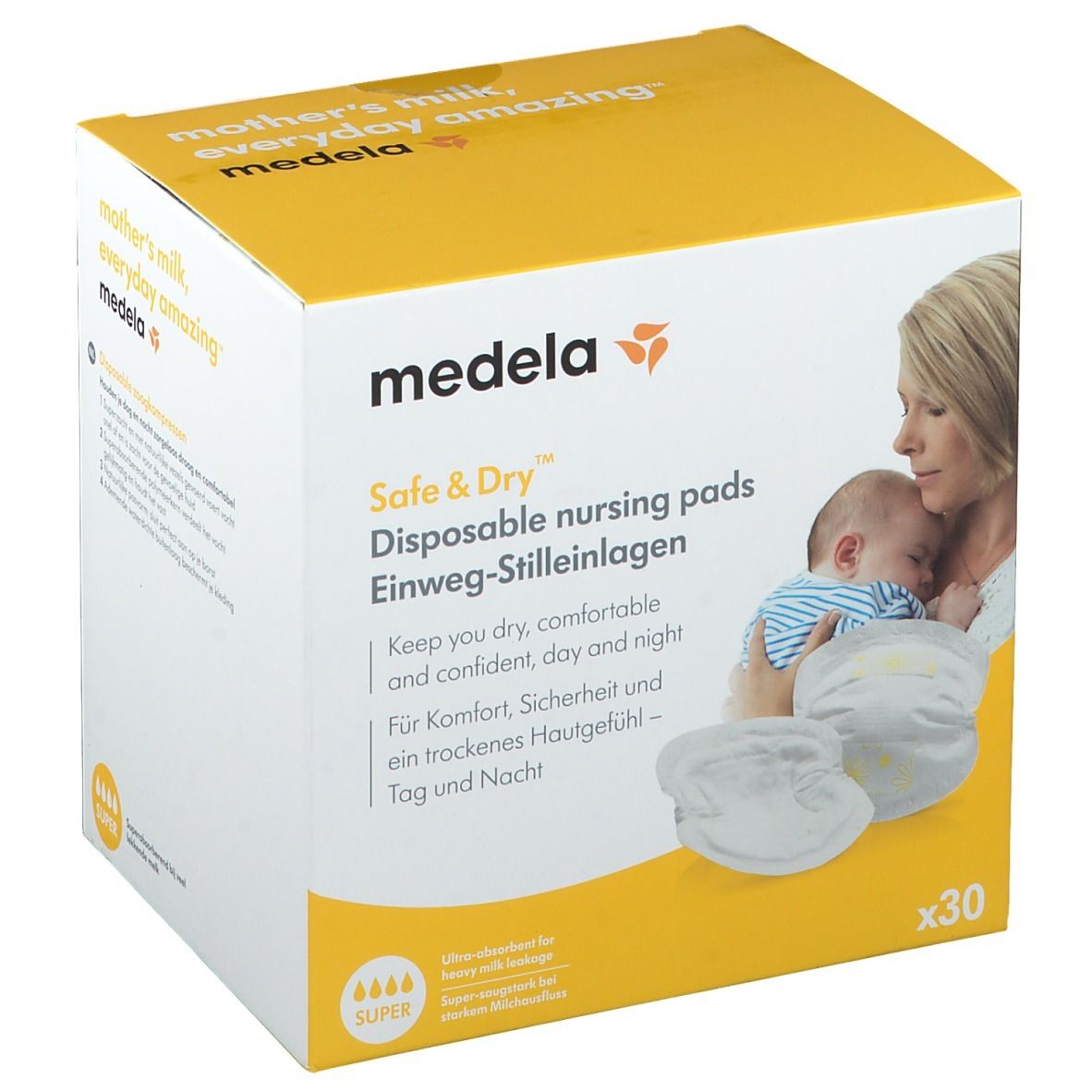 Coussinets d'allaitement jetables Safe & Dry™ Paquet de 30 Medela