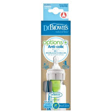 Dr Brown BIBERON Options+ Anti-collic col étroit en verre 120 ml