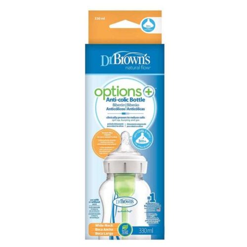 Dr Brown Biberon à col large anti-colique Dr Brown BIBERON Options+ 3 mois et plus 330 ml