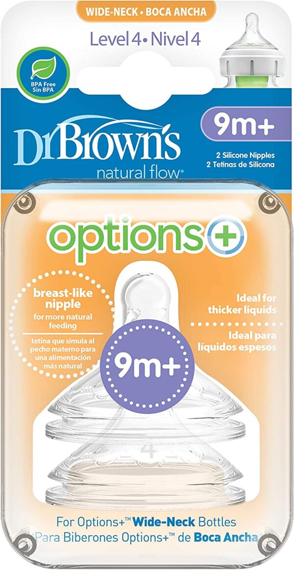 Dr Brown's OPTIONS PLUS 2019! - Tétines de Niveau 4 - Pour Bébés de 9 Mois o Plus (Emballage de 2)