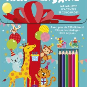 Joyeux anniversaire - Ma mallette d'activités et coloriages avec 6 crayons