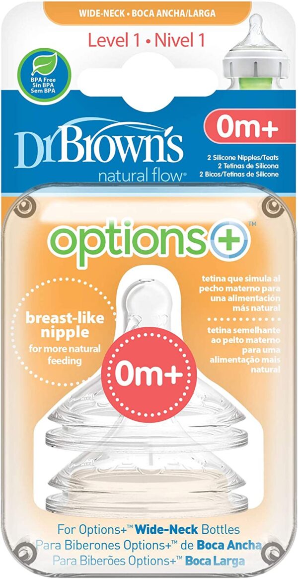 Dr. Brown's Options + Tétine en silicone bouche large Niveau 1 0 mois