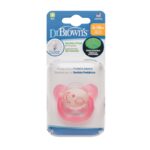 DR.BROWN'S Sucette PreVent Glow In The Dark BUTTERFLY SHIELD - Étape 2, Rose, 1 Paquet