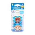 DR.BROWN'S Sucette PreVent PRINTED SHIELD – Étape 2, Visages D'animaux Pour Garçons, Paquet De 2 6-18M