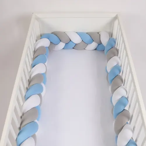 Tour De Lit Tressé Bleu/Gris/Blanc 4 MÈTRES