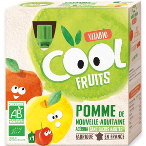 COOL FRUITS POMME DE NOUVELLE AQUITAINE - 4 gourdes de 90g