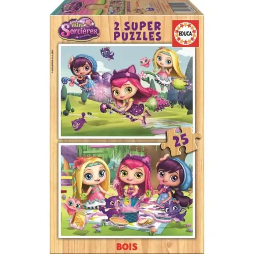 Puzzle Mini Sorcières 2 x 25 Pièces en Bois +4 ans