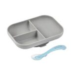 Set Repas Silicone Béaba avec ventouse 2 Pièces Gris +6 mois