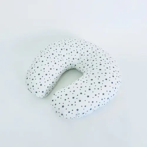 Coussin d'allaitement -blanc étoiles gris