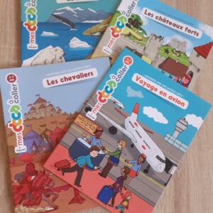 Pack 4 livres mes docs a coller ( Les animaux du froid - les châteaux forts - les chevaliers - voyage en avion ) 4-7ans