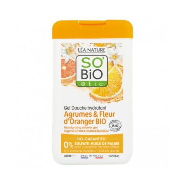 SO BIO gel douche agrumes fleurs d’orangers 450ml