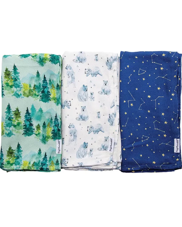 Tiny Twinkle Lot de 3 Couvertures à emmailloter Kaffle - Forêt