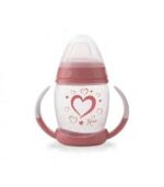 KIOKIDS TASSE D'APPRENTISSAGE STEP 1 CŒURS - ROSE 6M+ 270 ML BPA FREE