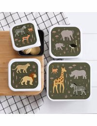 A Little Lovely Company Lot de 4 Boîtes à Goûter Savane