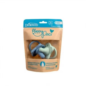 Dr. Brown’s HappyPaci Sucette En Silicone Bleu Et Vert 2 Pièces