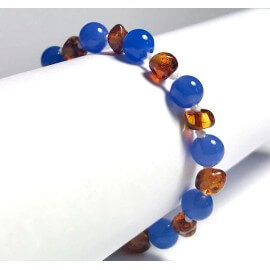 Bracelet d’ambre 14 cm bleu royal