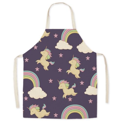 Tablier arc-en-ciel nuage de dessin animé en lin LICORNE