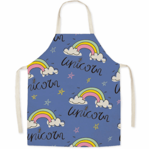 Tablier arc-en-ciel nuage de dessin animé en lin BEIGE