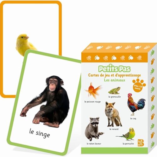 Petits Pas Cartes de jeu et d'apprentissage Les animaux 12M+