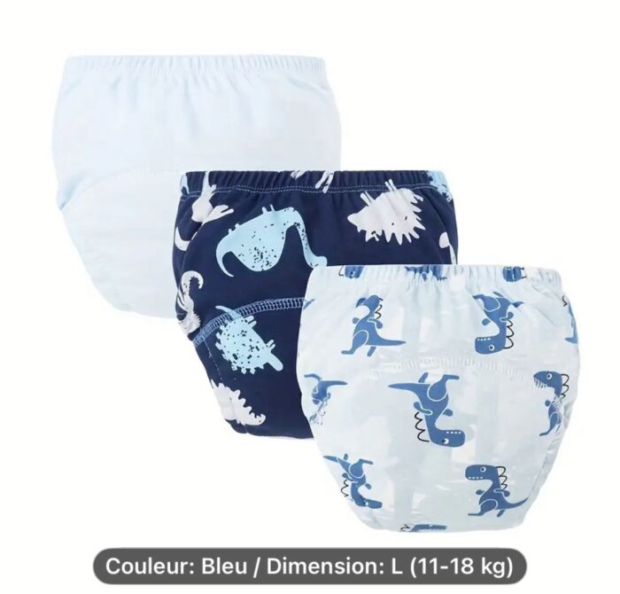 3 Couche d'apprentissage lavables taille L 11- 18kg Dinosaure