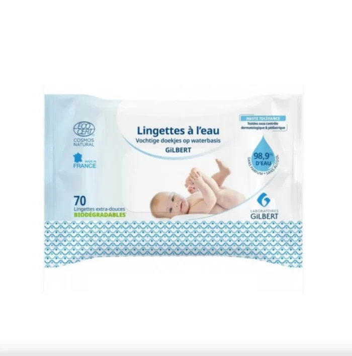 Lot de3 lingettes nettoyantes Gilbert Water Wipes 70 unités – Image 3