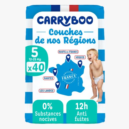 Carryboo Couches Écologiques Taille 5 (12-25kg) 40 unités