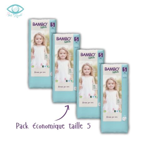 Pack 4 BAMBO NATURE couche bébé taille 5