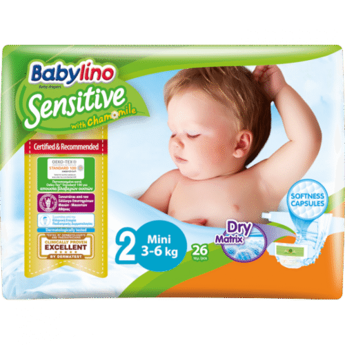 Couche bébé pour peaux sensibles - Babylino - Taille 2 de 3 à 6 kg - 26 unités