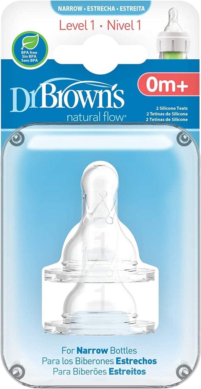 Dr Brown Options – Tétine à Bouche Étroite, Transparent, +0 mois