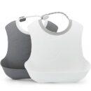TWISTSHAKE Bavoir enfant réceptacle 4 m+ pastel Blanc Gris lot de 2