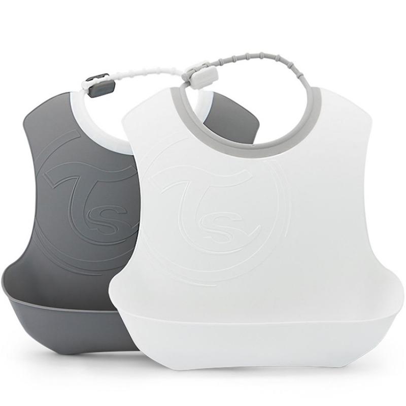 TWISTSHAKE Bavoir enfant réceptacle 4 m+ pastel Blanc / Gris lot de 2 TWISTSHAKE Bavoir enfant réceptacle 4 m+ pastel Blanc Gris lot de 2