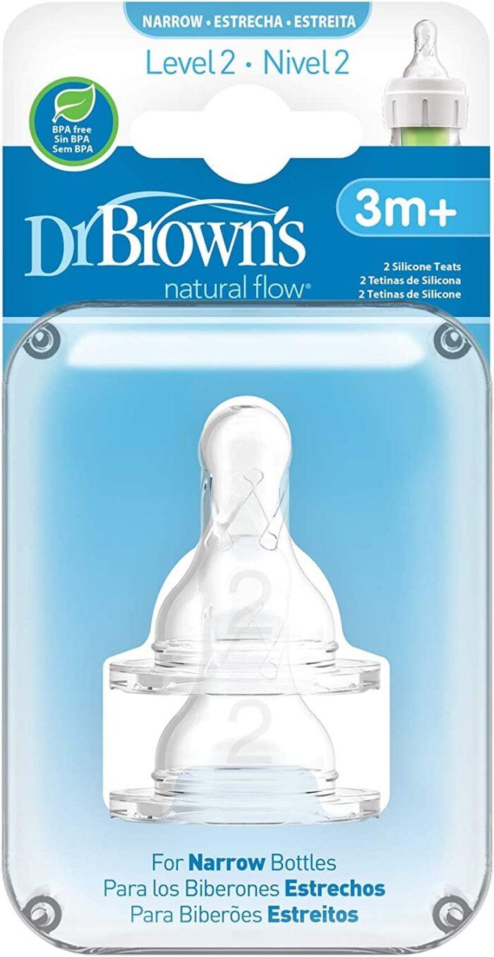Dr Brown Options – Tétine à Bouche Étroite, Transparent, +3 mois