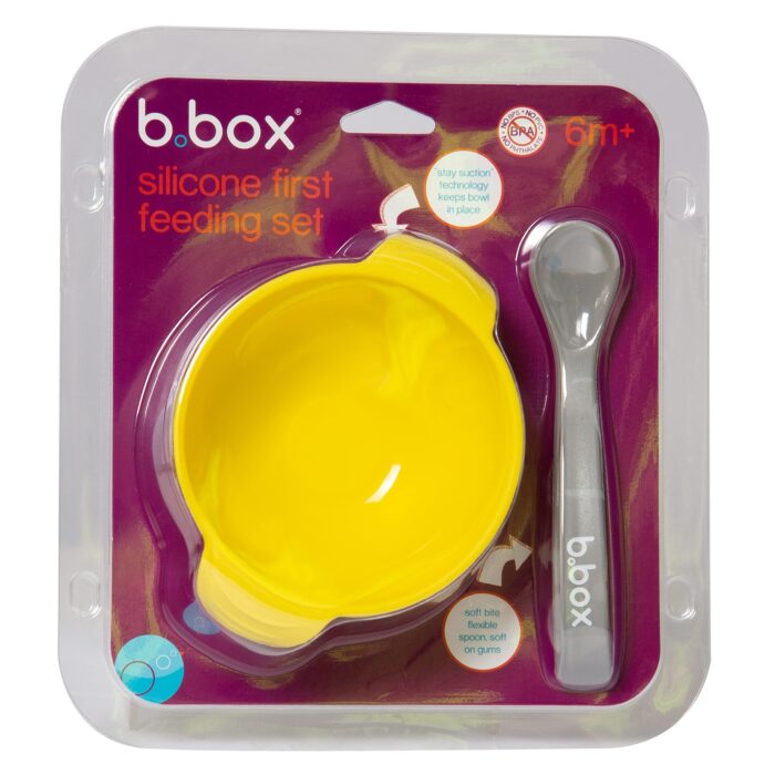 Bbox Set premier repas bol ventouse et cuillère en silicone Lemon Sherbet