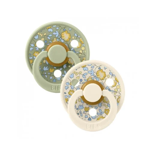 Bibs 2 Sucette Liberty Latex Rond Duo Eloise Sage 0-6M