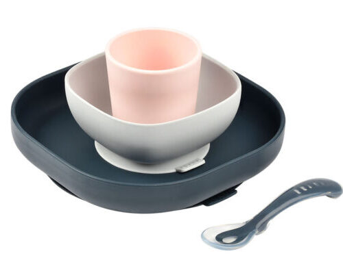 Béaba Set Repas Silicone Night blue- 4 Pièces +6 mois