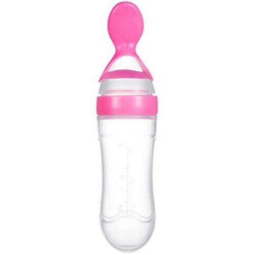 Biberon Silicone avec cuillère 90 ml - Rose