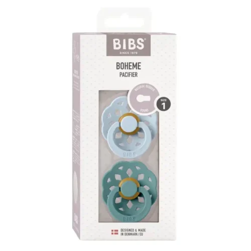 BIBS Sucettes Boheme round 0-6 mois latex Baby BlueIsland Sea lot de 2