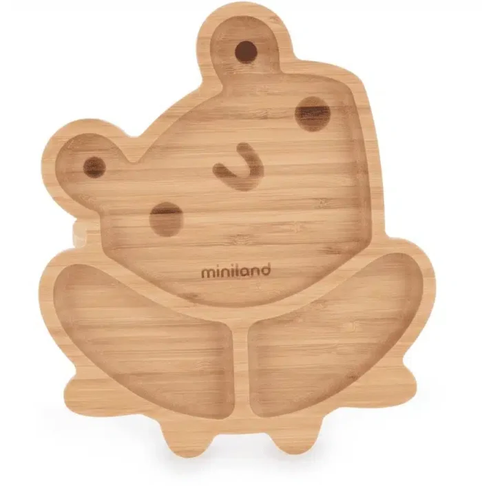 Miniland Assiette ventouse en bois grenouille