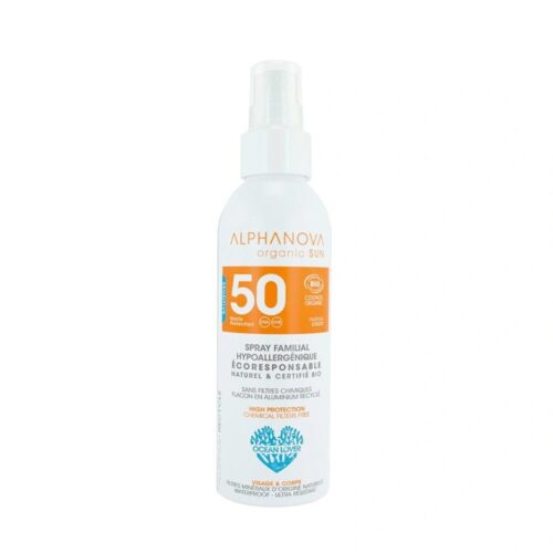 ALPHANOVA SPRAY SOLAIRE FAMILIAL CERTIFIÉE BIO SPF 50+ HYPOALLERGÉNIQUE