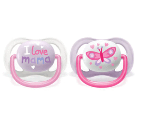 Avent Lot de 2 Sucettes Ultra Air Papillon 0-6M Fille