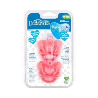 DR BROWN Sucette En Silicone Une Pièce HappyPaci - 0m+, Rose, Paquet De 2