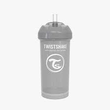 TWISTSHAKE Tasse avec Paille anti fuite -Straw cup Gris 360 ml
