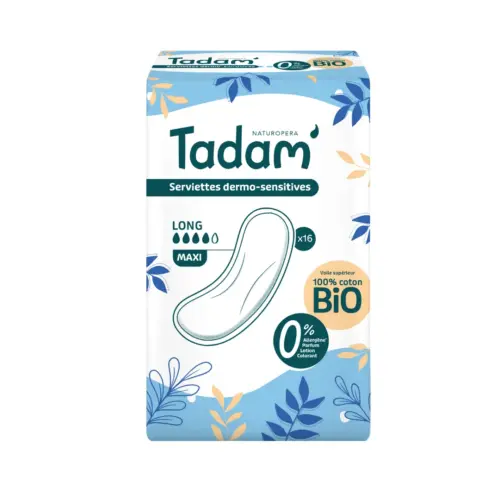 Tadam Serviettes Coton Bio Maxi Longues x16
