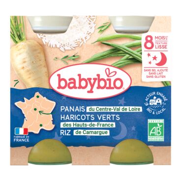 Babybio Panais de Centre-Val de Loire Haricots Verts de Vendée Riz de Camargue 2x200G